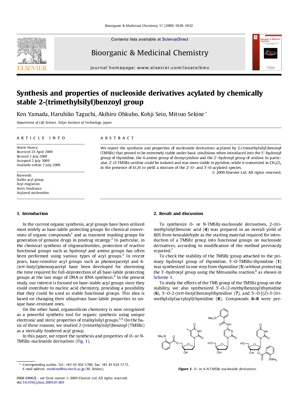 Synthesis and properties of nucleoside derivatives acylated by chemically stable 2-(trimethylsilyl)benzoyl group