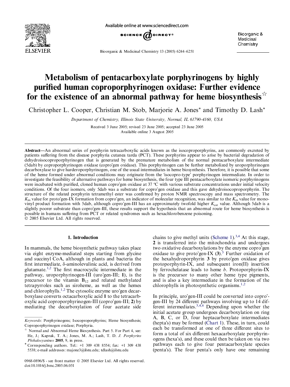 Metabolism of pentacarboxylate porphyrinogens by highly purified human coproporphyrinogen oxidase: Further evidence for the existence of an abnormal pathway for heme biosynthesis 