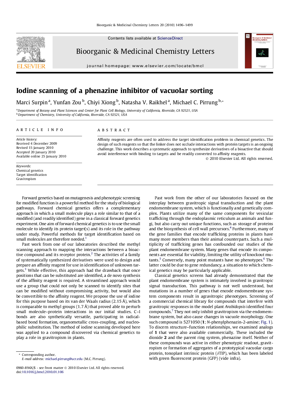 Iodine scanning of a phenazine inhibitor of vacuolar sorting