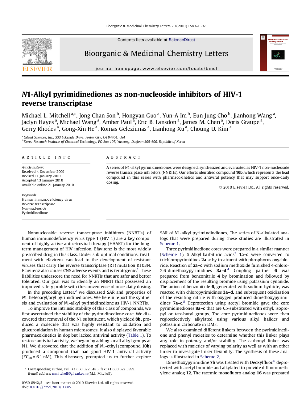 N1-Alkyl pyrimidinediones as non-nucleoside inhibitors of HIV-1 reverse transcriptase