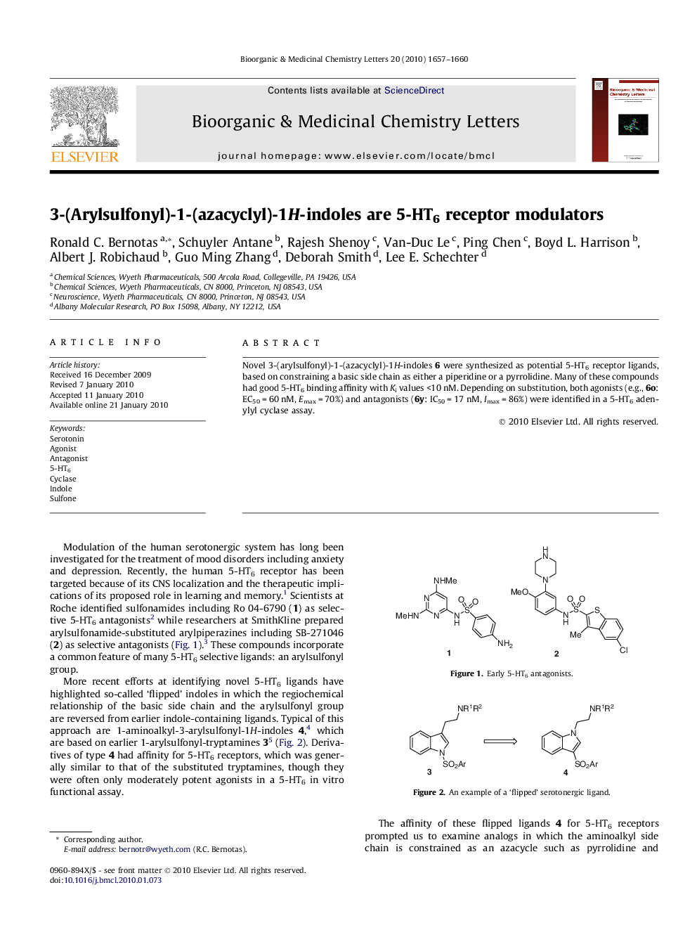 3-(Arylsulfonyl)-1-(azacyclyl)-1H-indoles are 5-HT6 receptor modulators