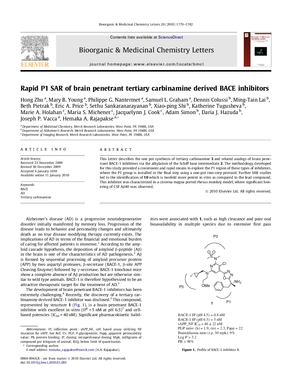 Rapid P1 SAR of brain penetrant tertiary carbinamine derived BACE inhibitors