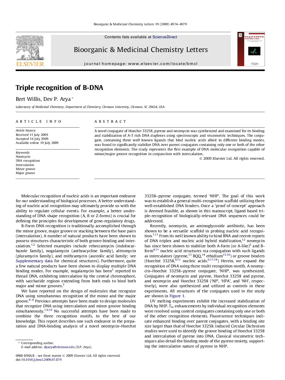 Triple recognition of B-DNA