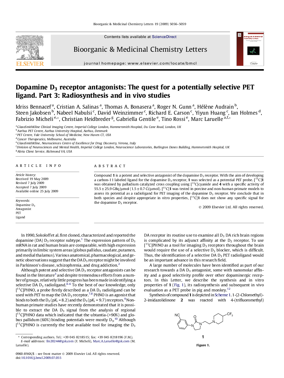 Dopamine D3 receptor antagonists: The quest for a potentially selective PET ligand. Part 3: Radiosynthesis and in vivo studies