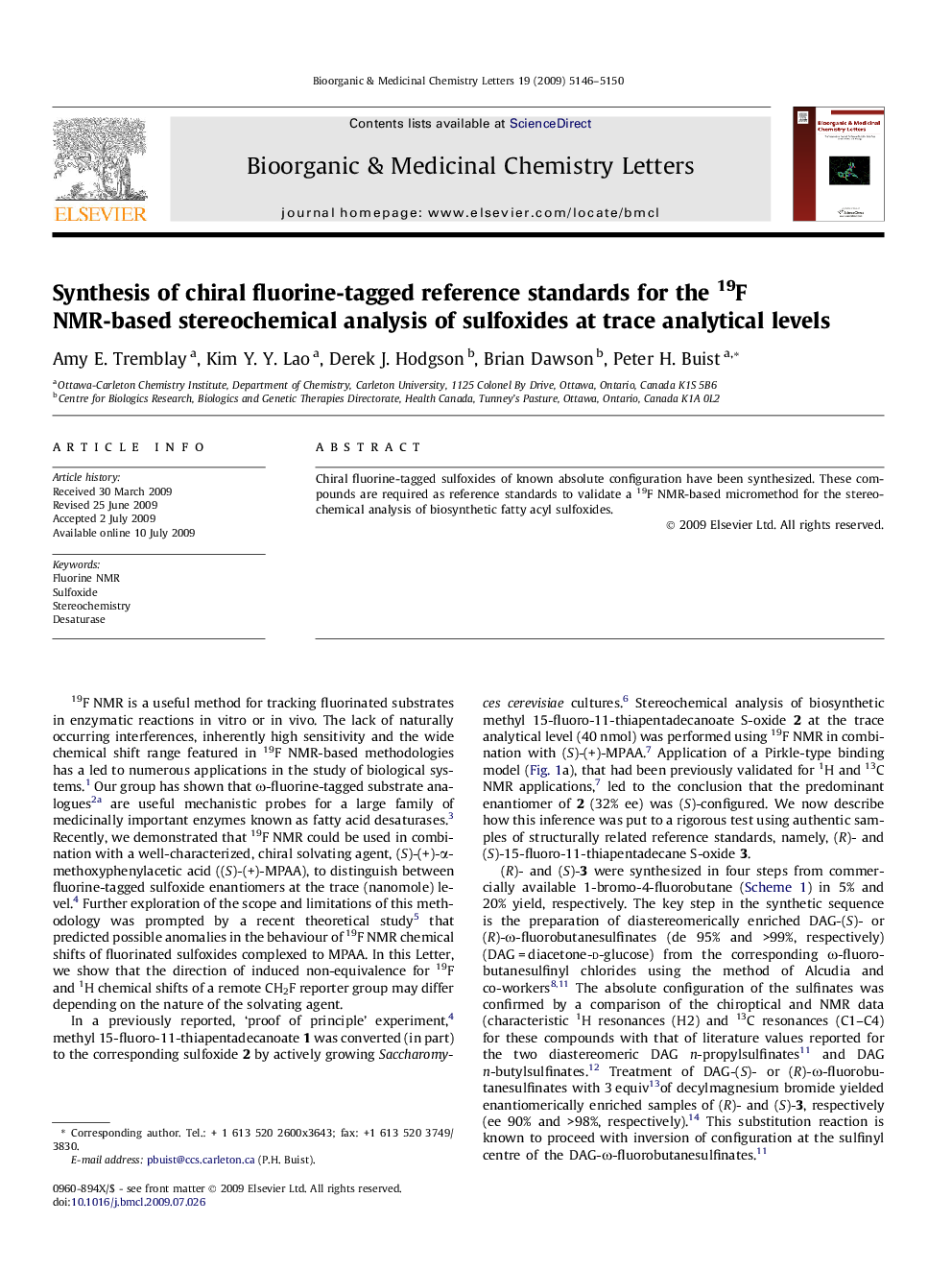 Synthesis of chiral fluorine-tagged reference standards for the 19F NMR-based stereochemical analysis of sulfoxides at trace analytical levels