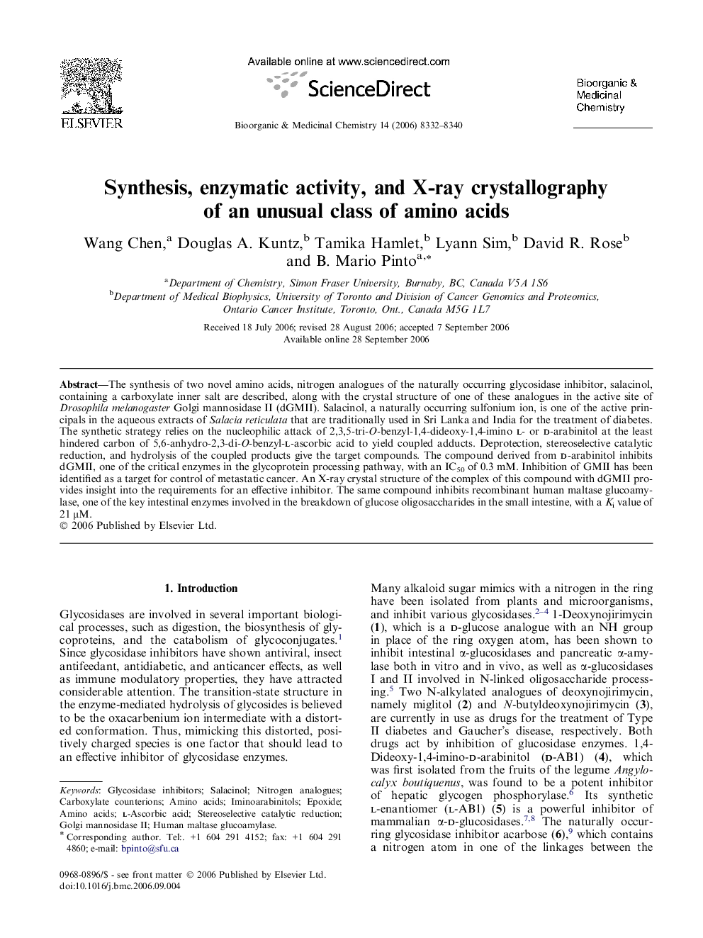 Synthesis, enzymatic activity, and X-ray crystallography of an unusual class of amino acids