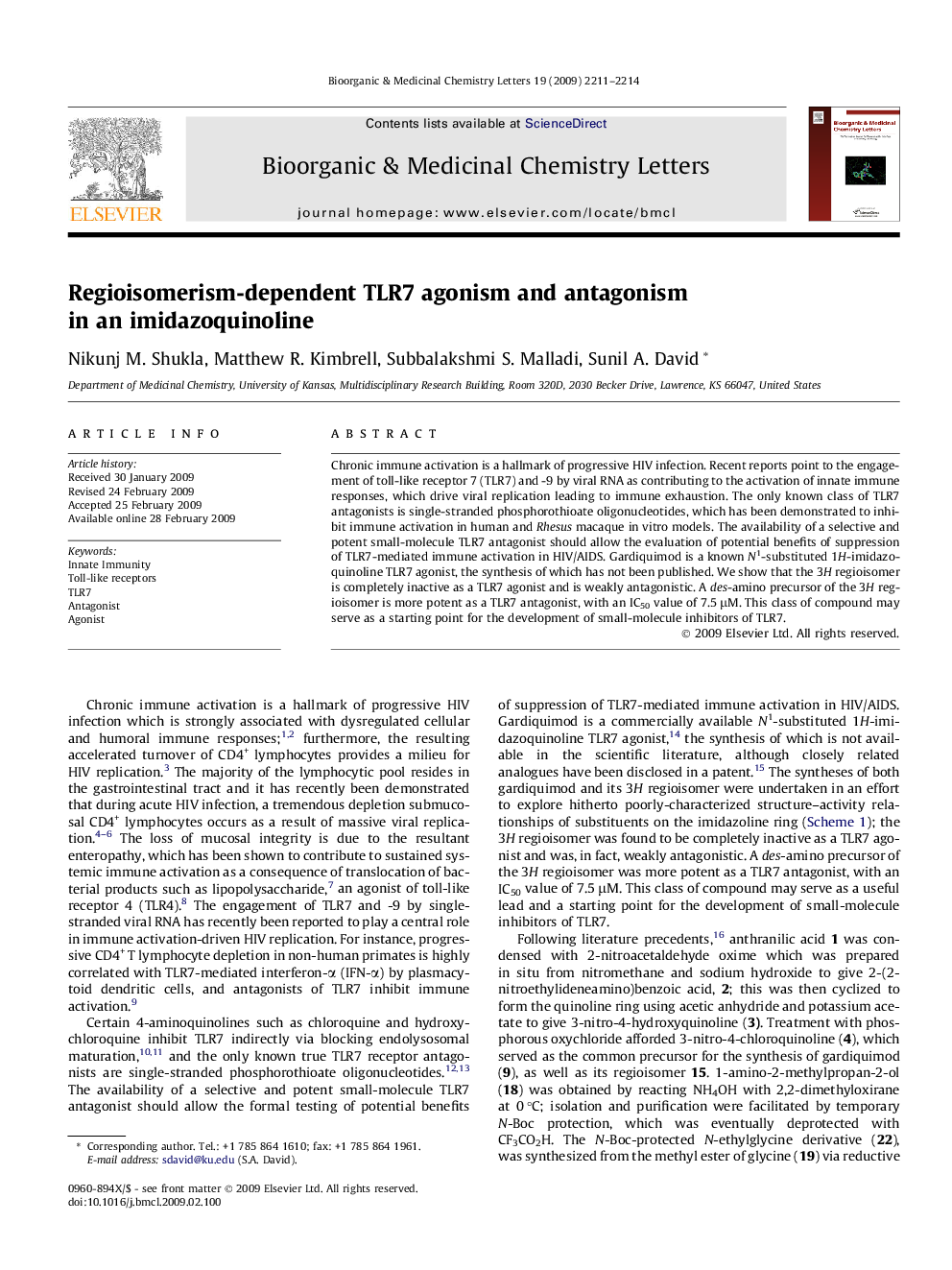 Regioisomerism-dependent TLR7 agonism and antagonism in an imidazoquinoline