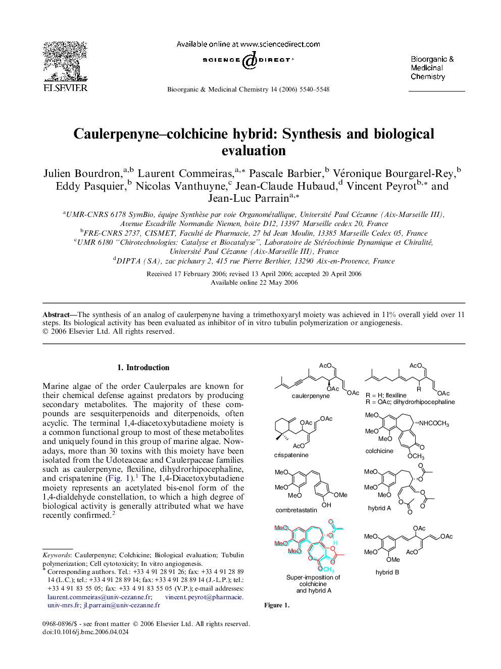 Caulerpenyne–colchicine hybrid: Synthesis and biological evaluation