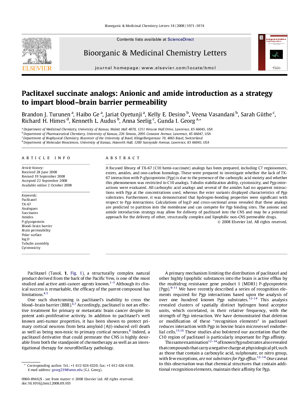 Paclitaxel succinate analogs: Anionic and amide introduction as a strategy to impart blood–brain barrier permeability