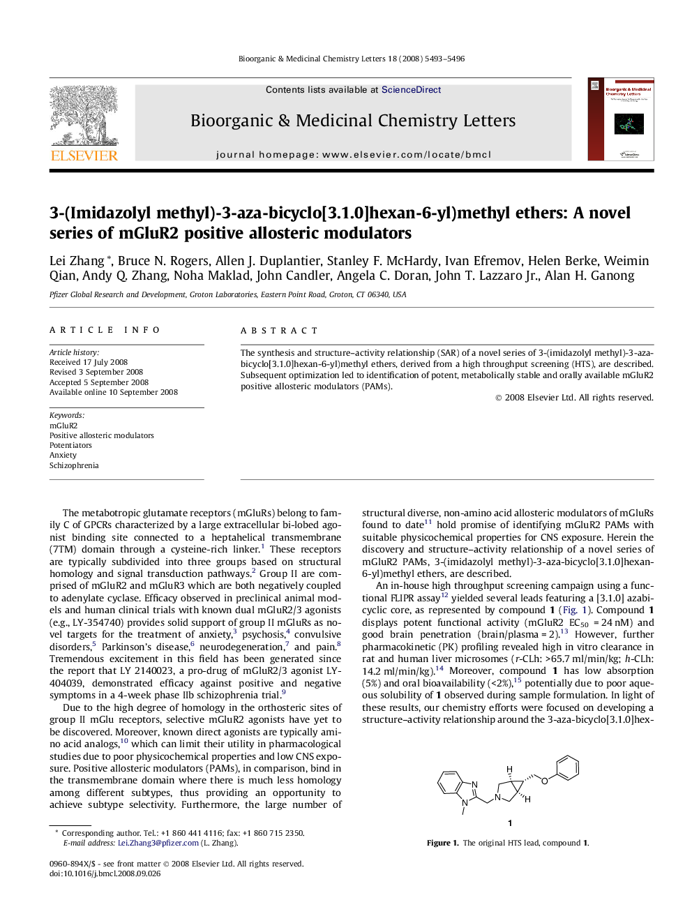 3-(Imidazolyl methyl)-3-aza-bicyclo[3.1.0]hexan-6-yl)methyl ethers: A novel series of mGluR2 positive allosteric modulators