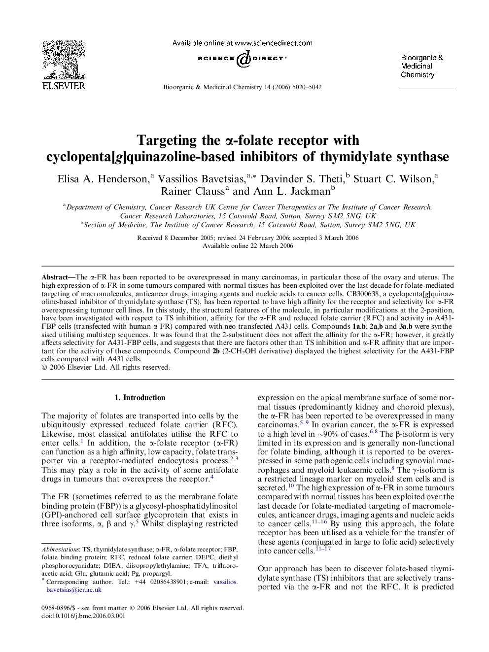 Targeting the α-folate receptor with cyclopenta[g]quinazoline-based inhibitors of thymidylate synthase