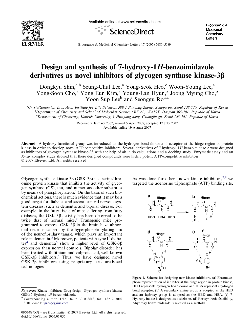 Design and synthesis of 7-hydroxy-1H-benzoimidazole derivatives as novel inhibitors of glycogen synthase kinase-3β