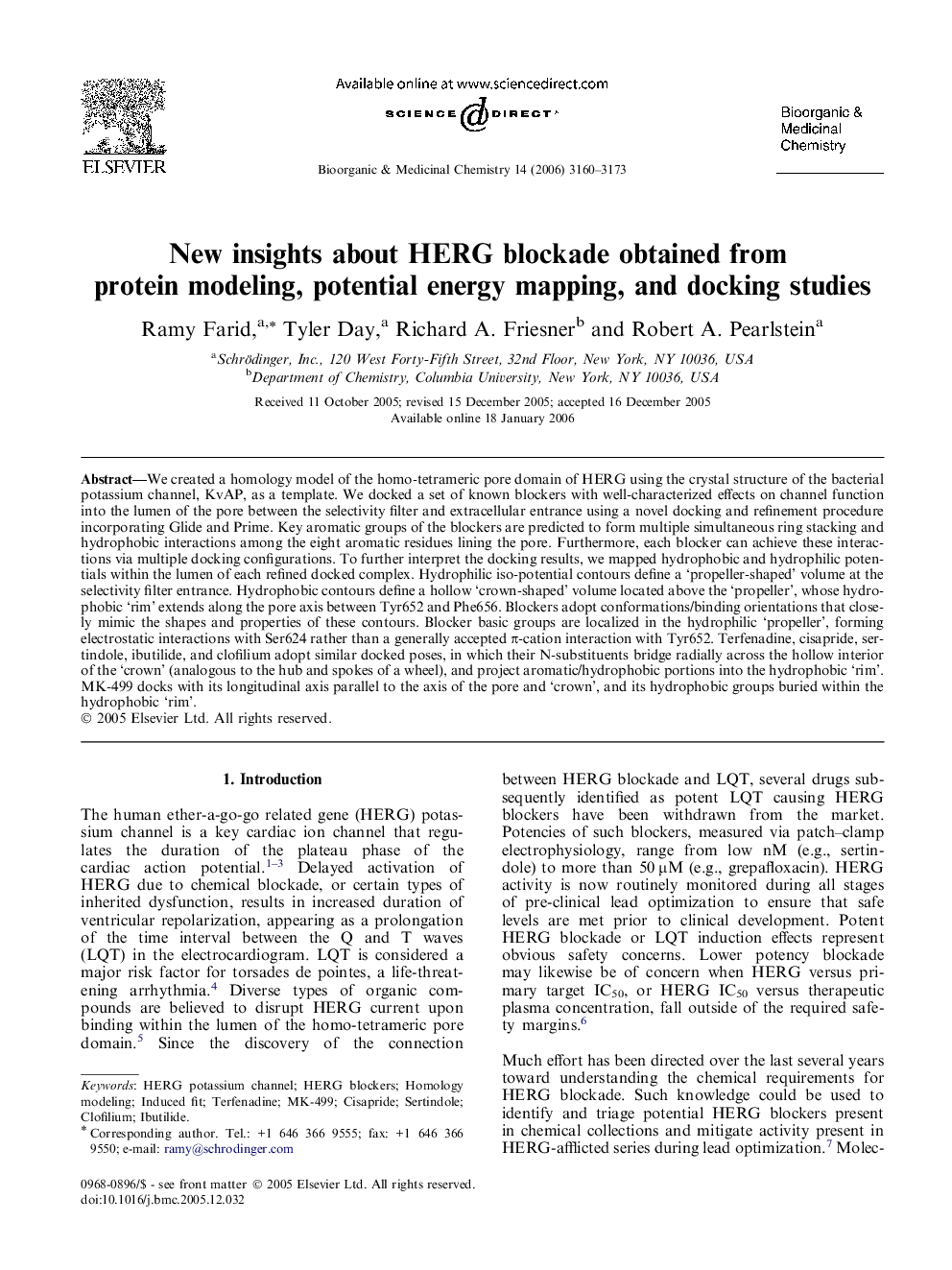 New insights about HERG blockade obtained from protein modeling, potential energy mapping, and docking studies