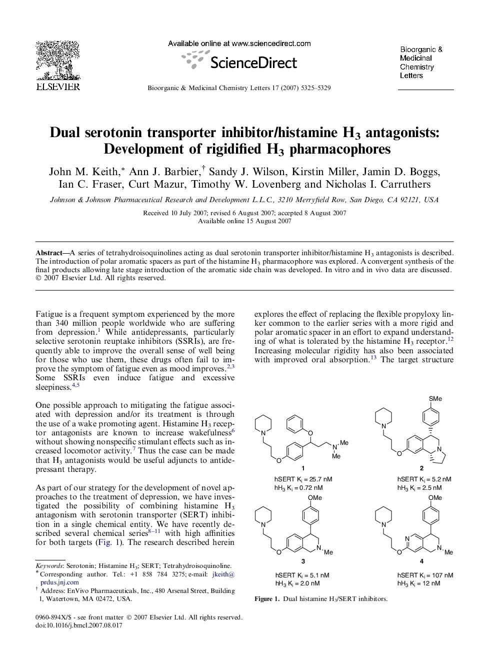 Dual serotonin transporter inhibitor/histamine H3 antagonists: Development of rigidified H3 pharmacophores