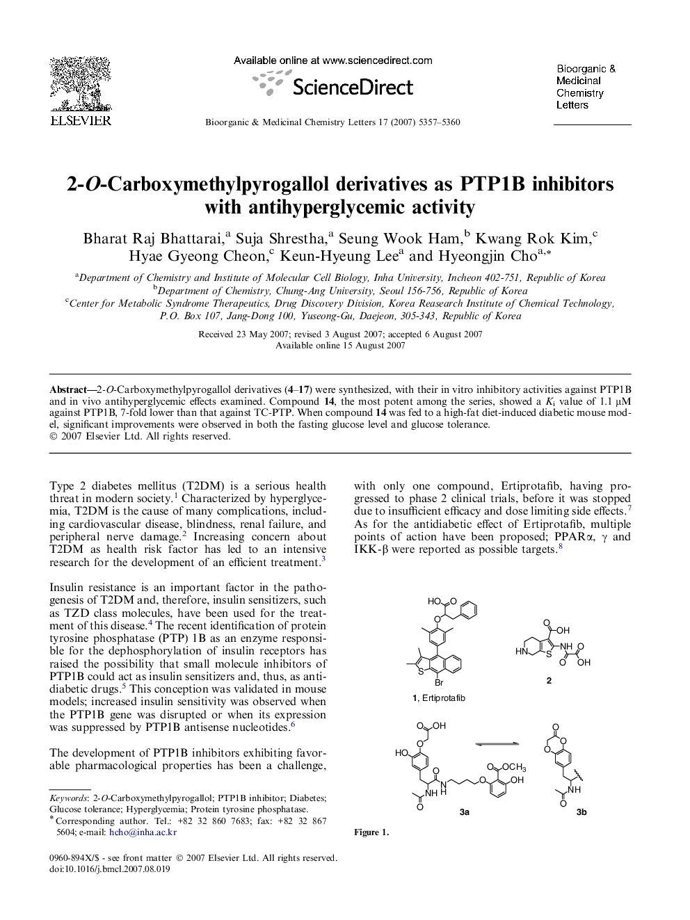 2-O-Carboxymethylpyrogallol derivatives as PTP1B inhibitors with antihyperglycemic activity