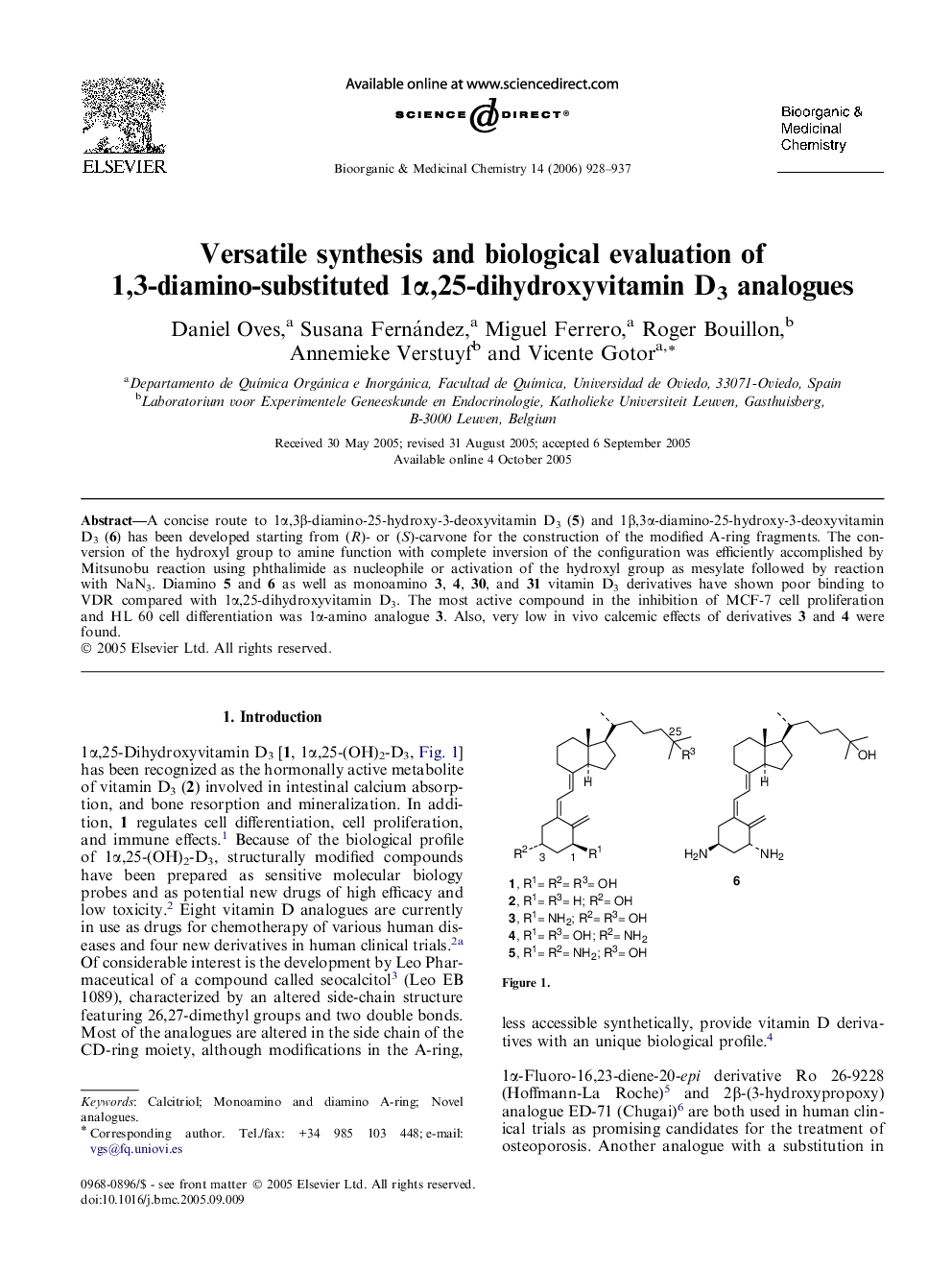 Versatile synthesis and biological evaluation of 1,3-diamino-substituted 1α,25-dihydroxyvitamin D3 analogues