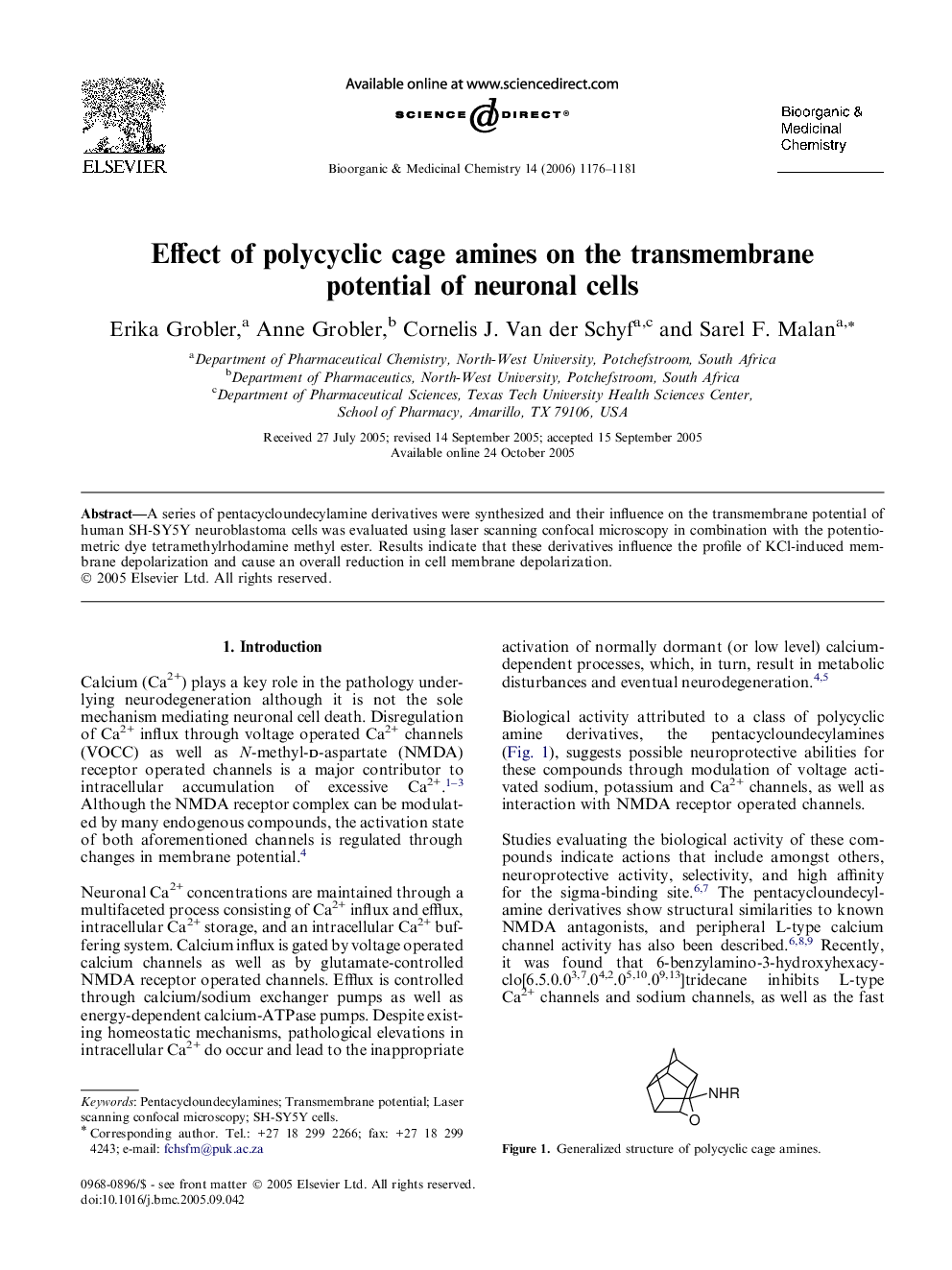 Effect of polycyclic cage amines on the transmembrane potential of neuronal cells