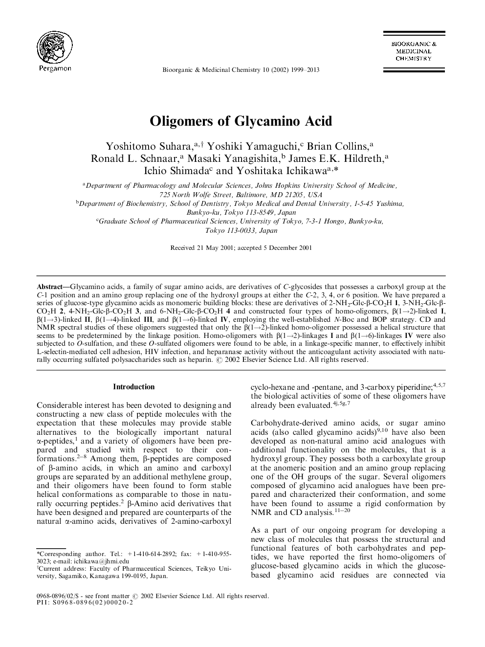 Oligomers of glycamino acid