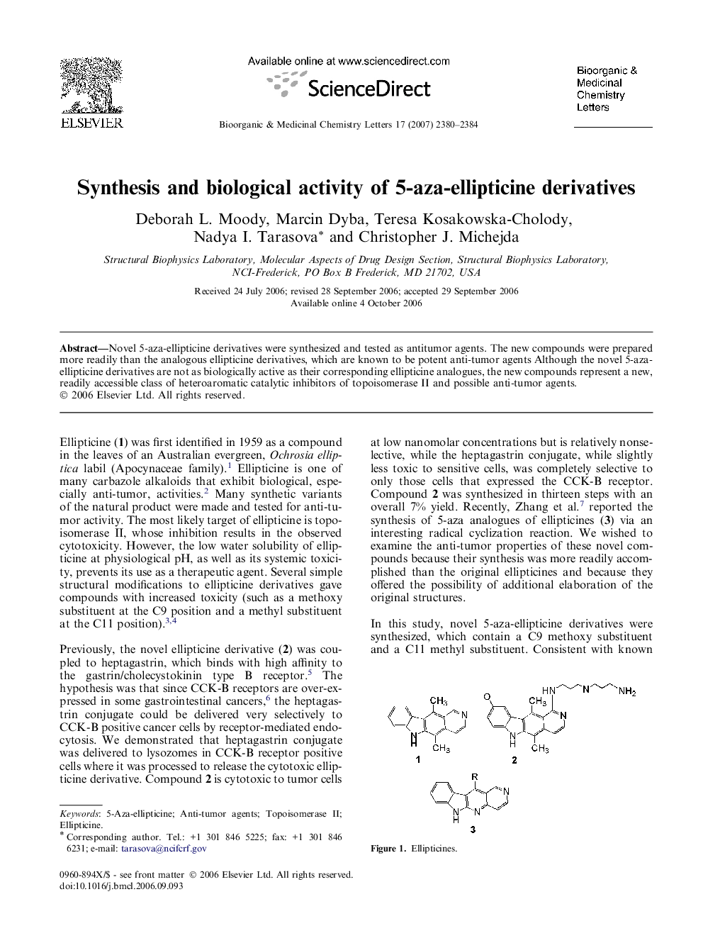 Synthesis and biological activity of 5-aza-ellipticine derivatives