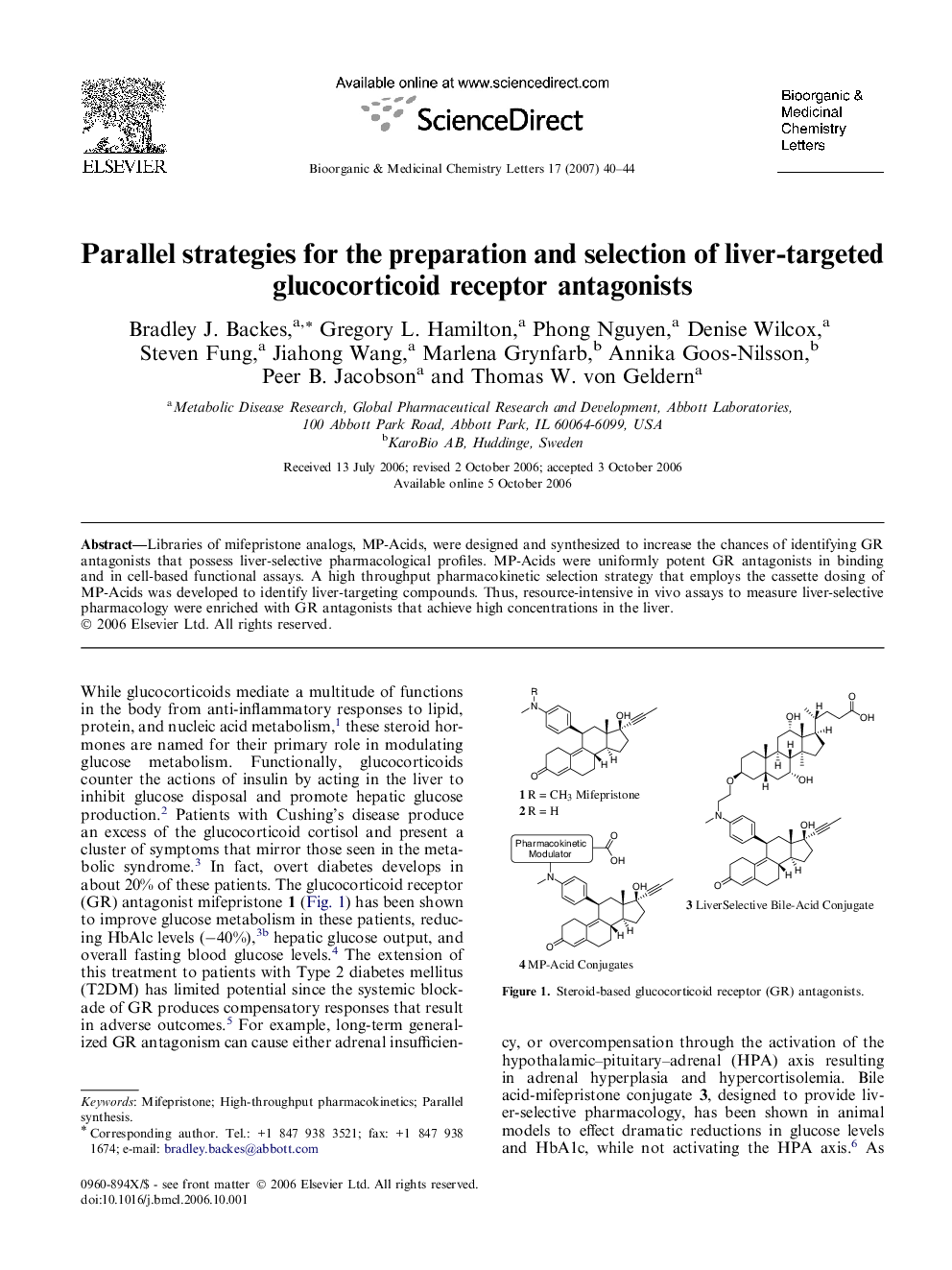 Parallel strategies for the preparation and selection of liver-targeted glucocorticoid receptor antagonists