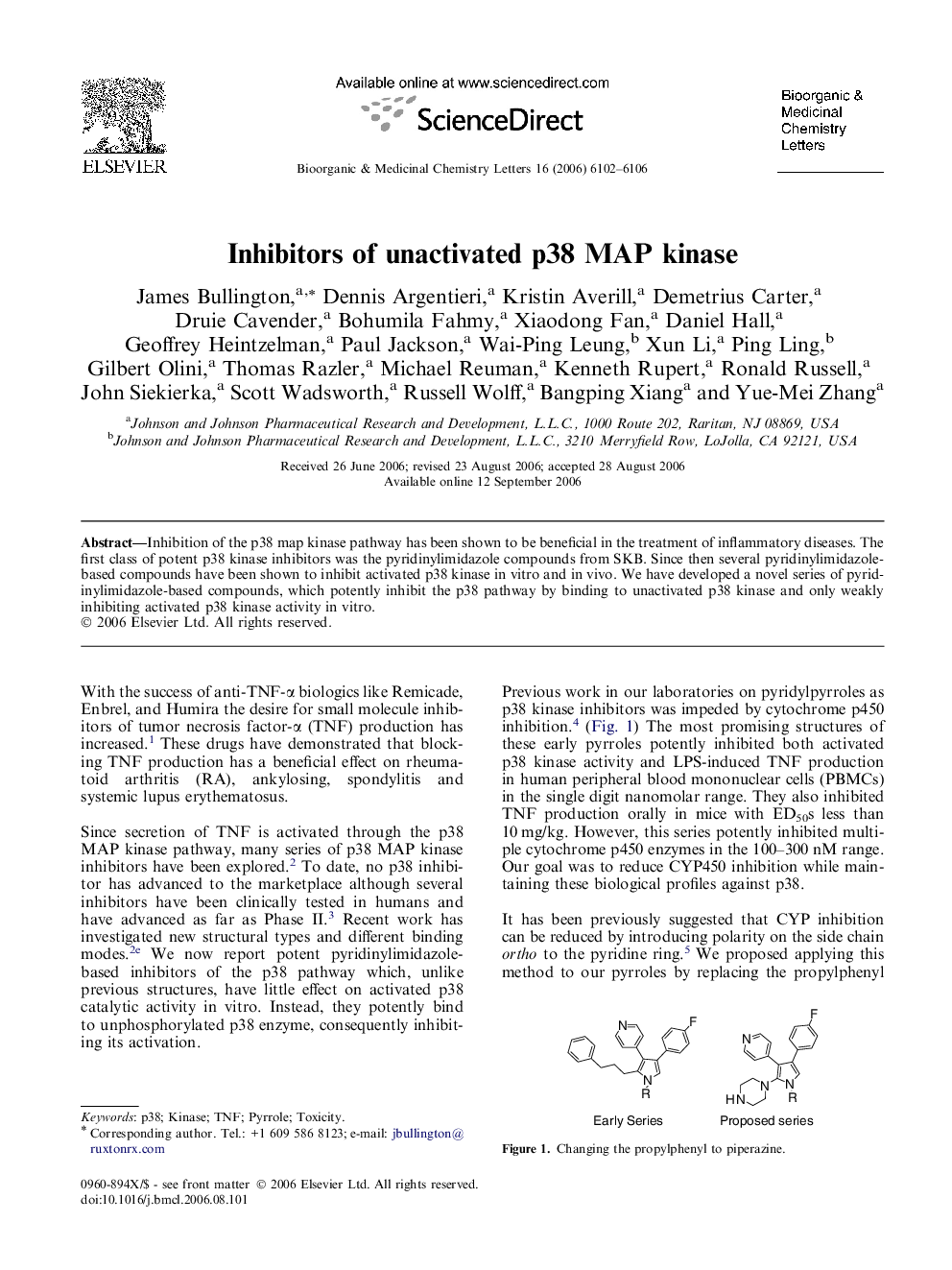 Inhibitors of unactivated p38 MAP kinase