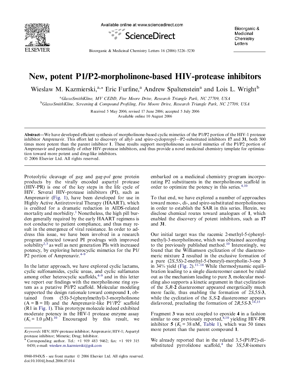 New, potent P1/P2-morpholinone-based HIV-protease inhibitors