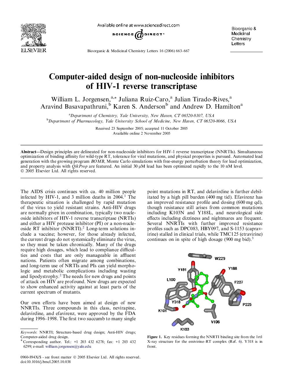 Computer-aided design of non-nucleoside inhibitors of HIV-1 reverse transcriptase