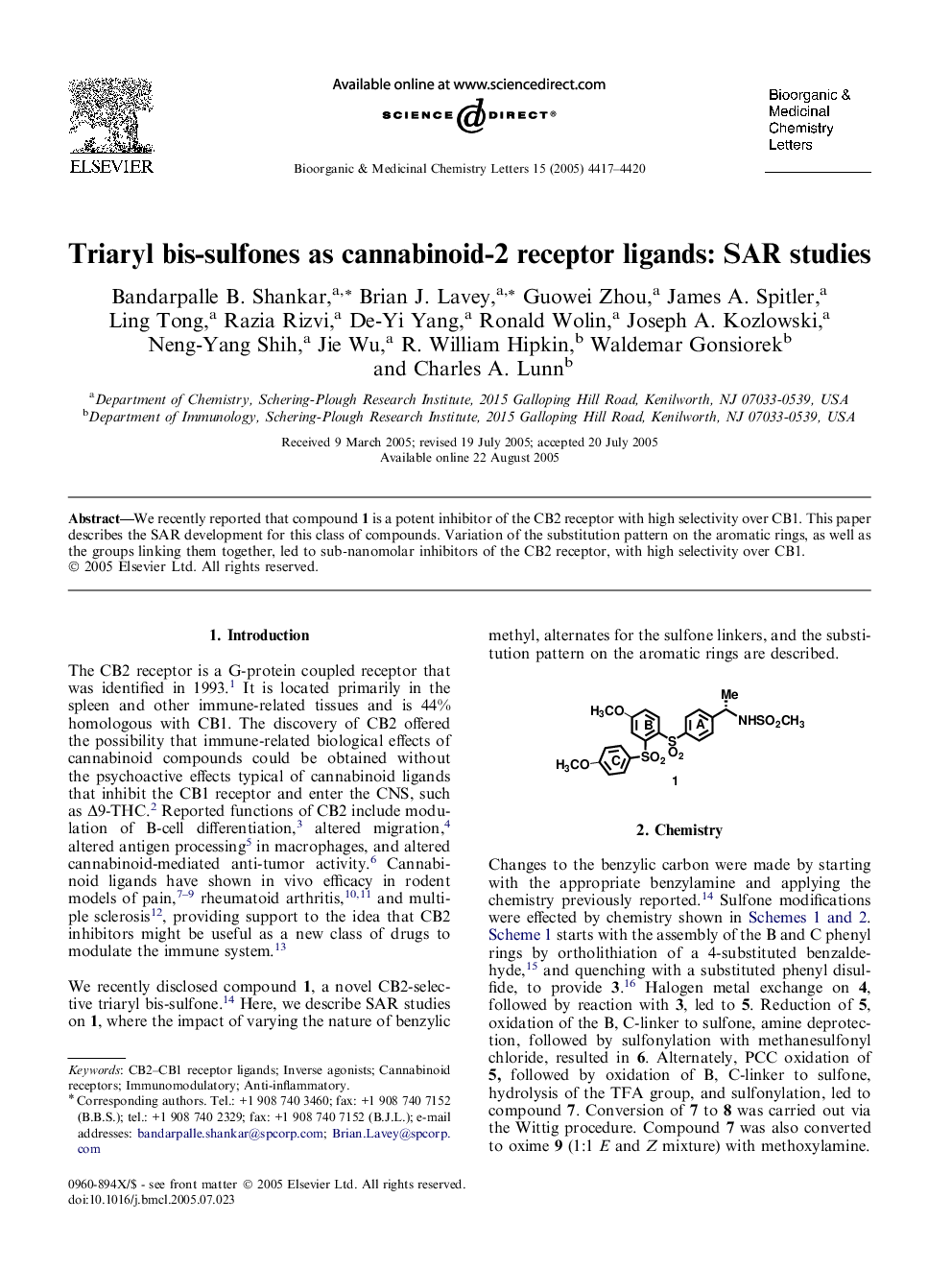 Triaryl bis-sulfones as cannabinoid-2 receptor ligands: SAR studies