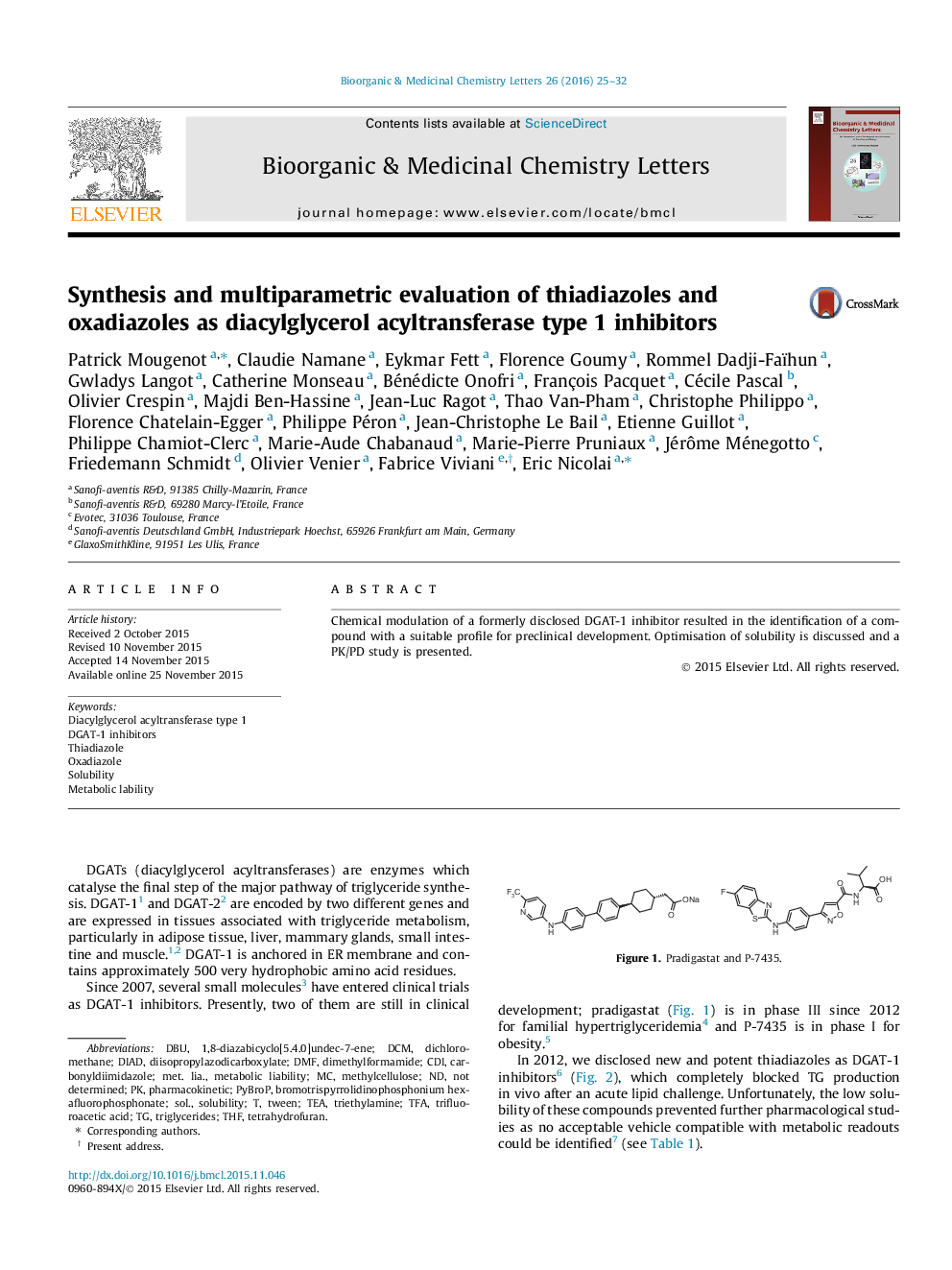 Synthesis and multiparametric evaluation of thiadiazoles and oxadiazoles as diacylglycerol acyltransferase type 1 inhibitors