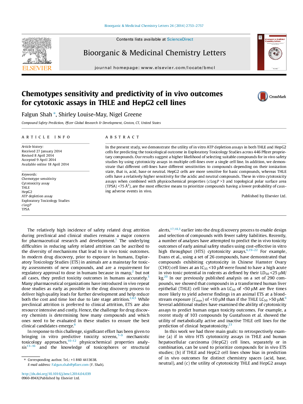 Chemotypes sensitivity and predictivity of in vivo outcomes for cytotoxic assays in THLE and HepG2 cell lines