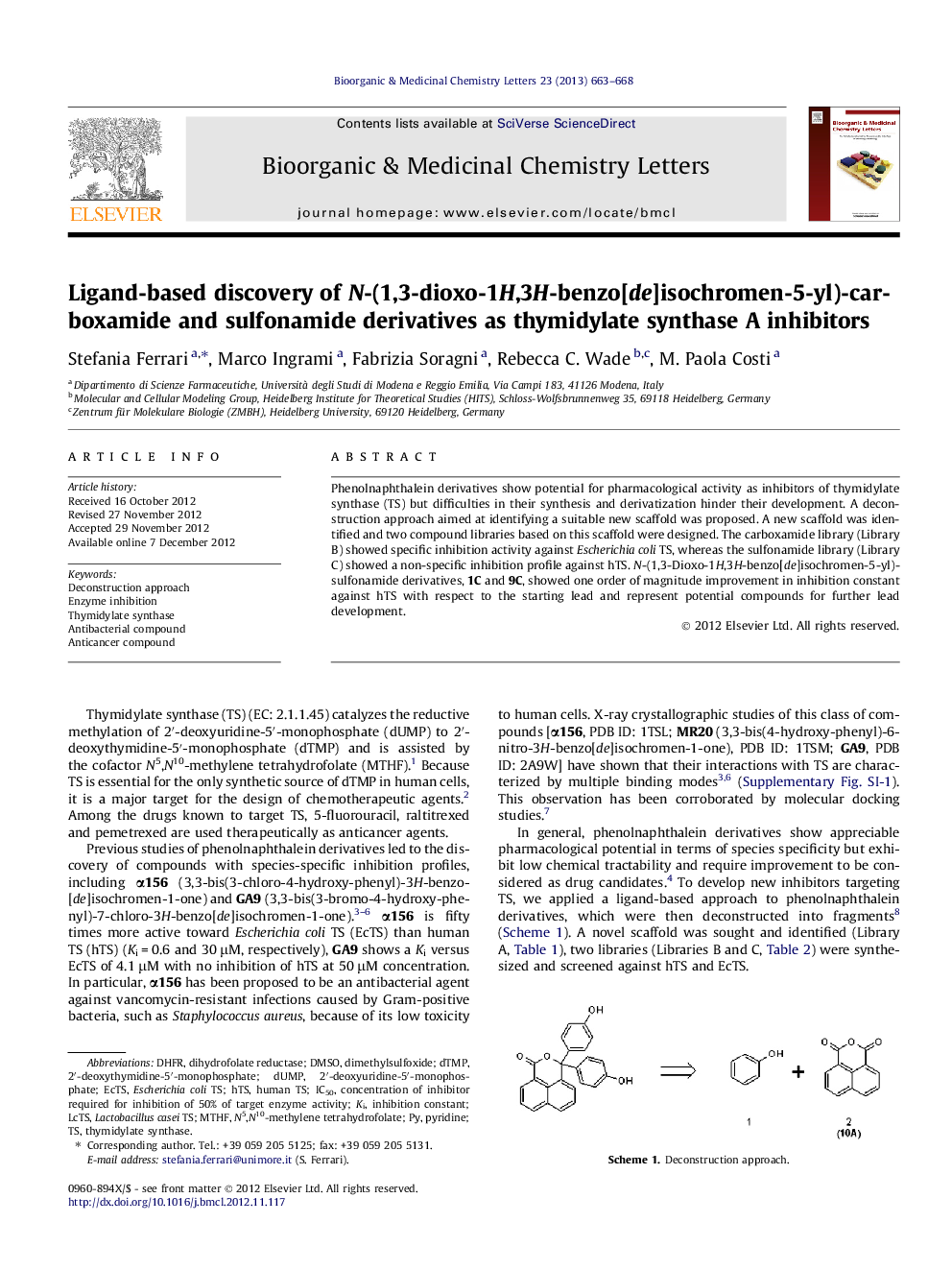 Ligand-based discovery of N-(1,3-dioxo-1H,3H-benzo[de]isochromen-5-yl)-carboxamide and sulfonamide derivatives as thymidylate synthase A inhibitors