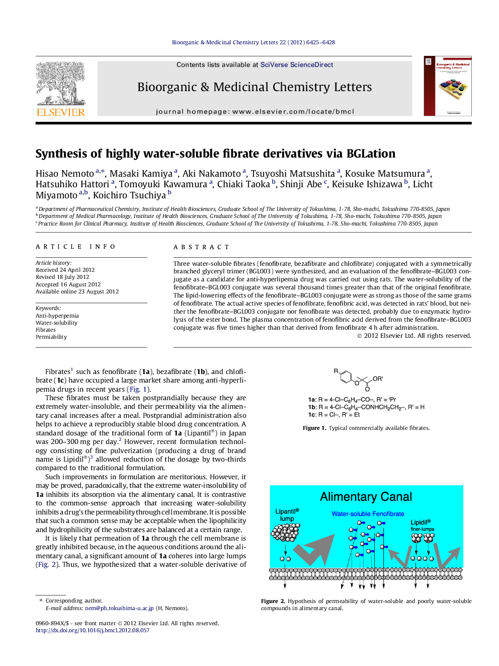 Synthesis of highly water-soluble fibrate derivatives via BGLation