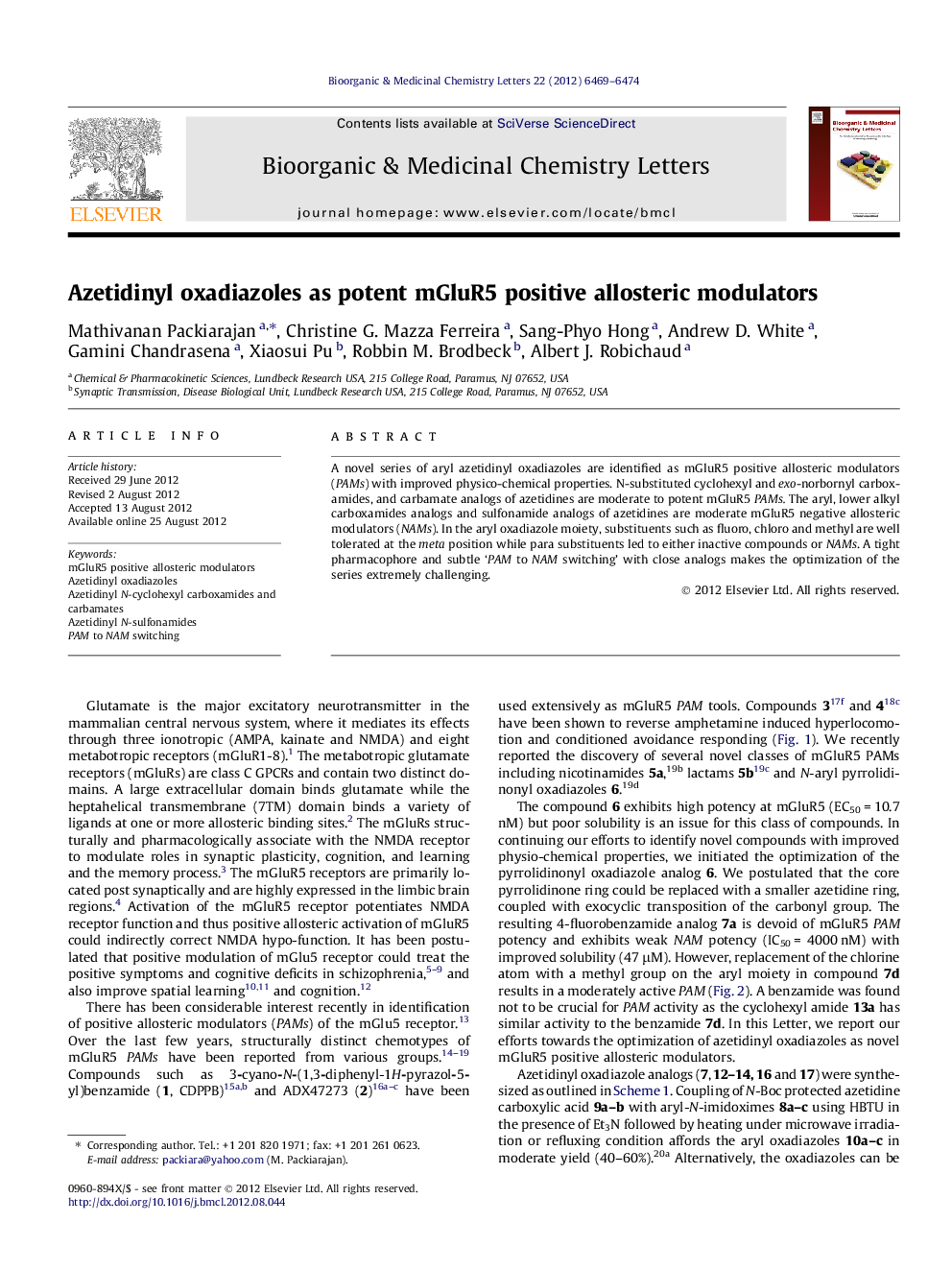 Azetidinyl oxadiazoles as potent mGluR5 positive allosteric modulators