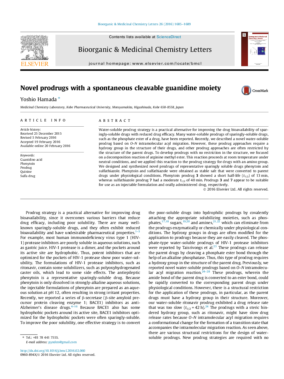 Novel prodrugs with a spontaneous cleavable guanidine moiety