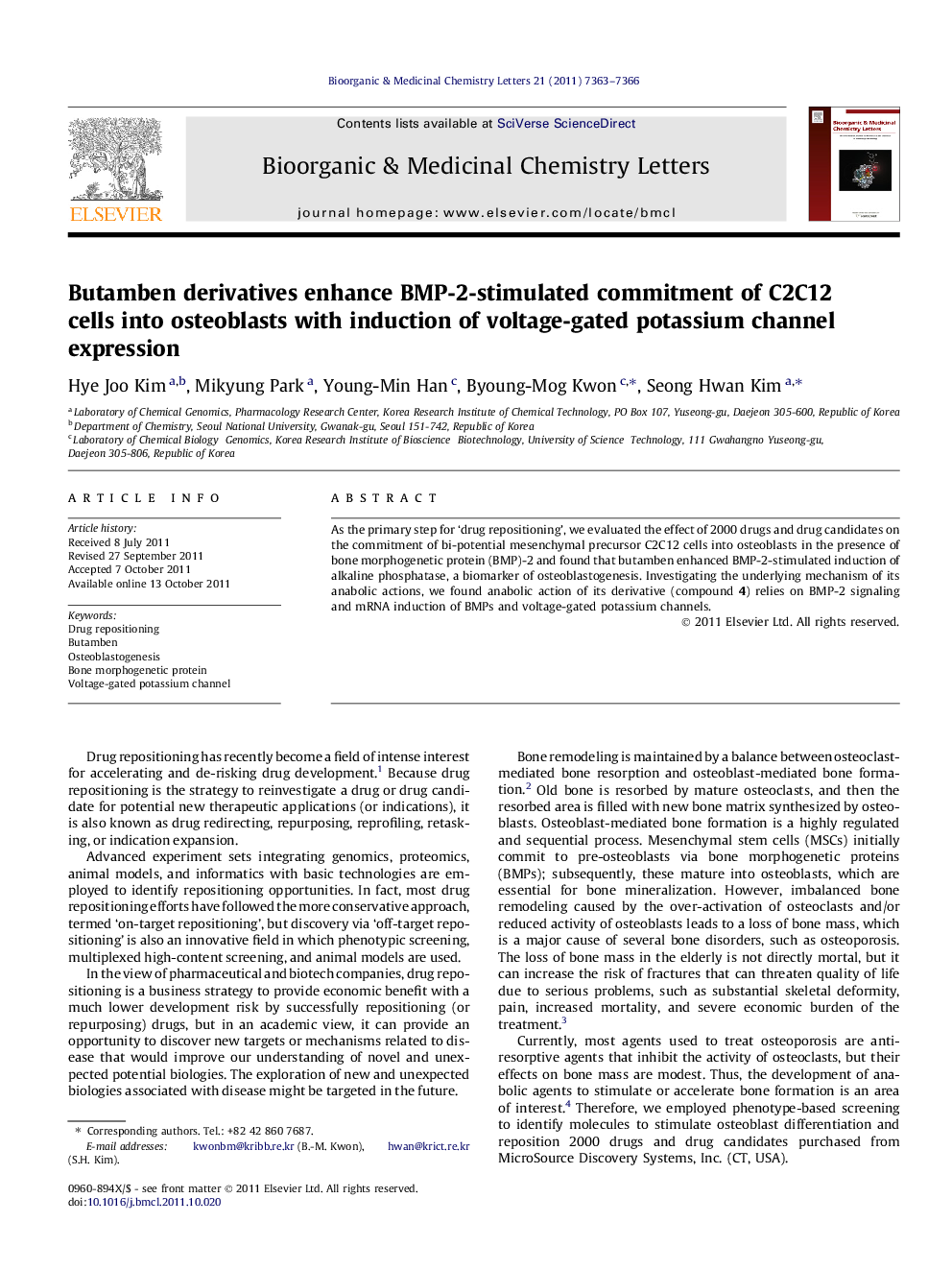 Butamben derivatives enhance BMP-2-stimulated commitment of C2C12 cells into osteoblasts with induction of voltage-gated potassium channel expression