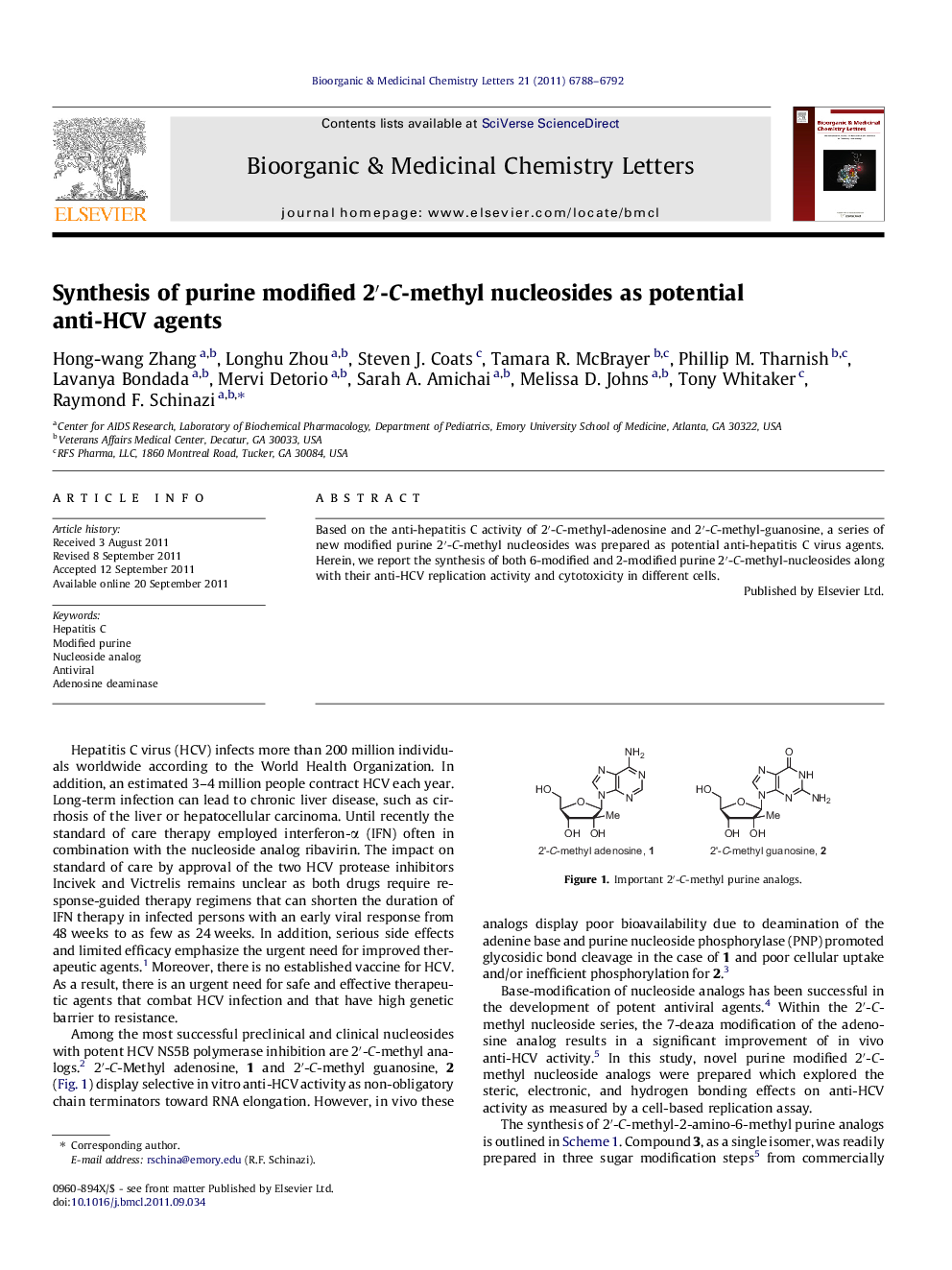 Synthesis of purine modified 2′-C-methyl nucleosides as potential anti-HCV agents