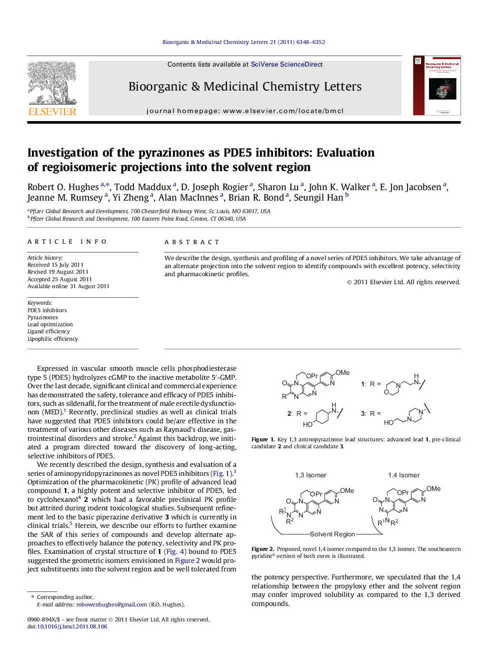 Investigation of the pyrazinones as PDE5 inhibitors: Evaluation of regioisomeric projections into the solvent region