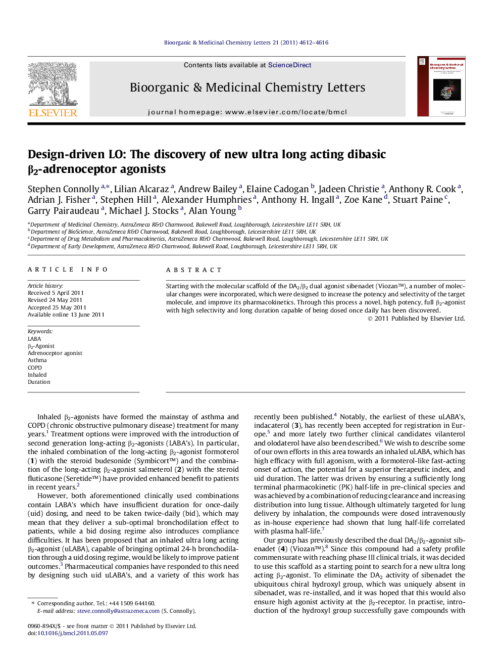 Design-driven LO: The discovery of new ultra long acting dibasic β2-adrenoceptor agonists