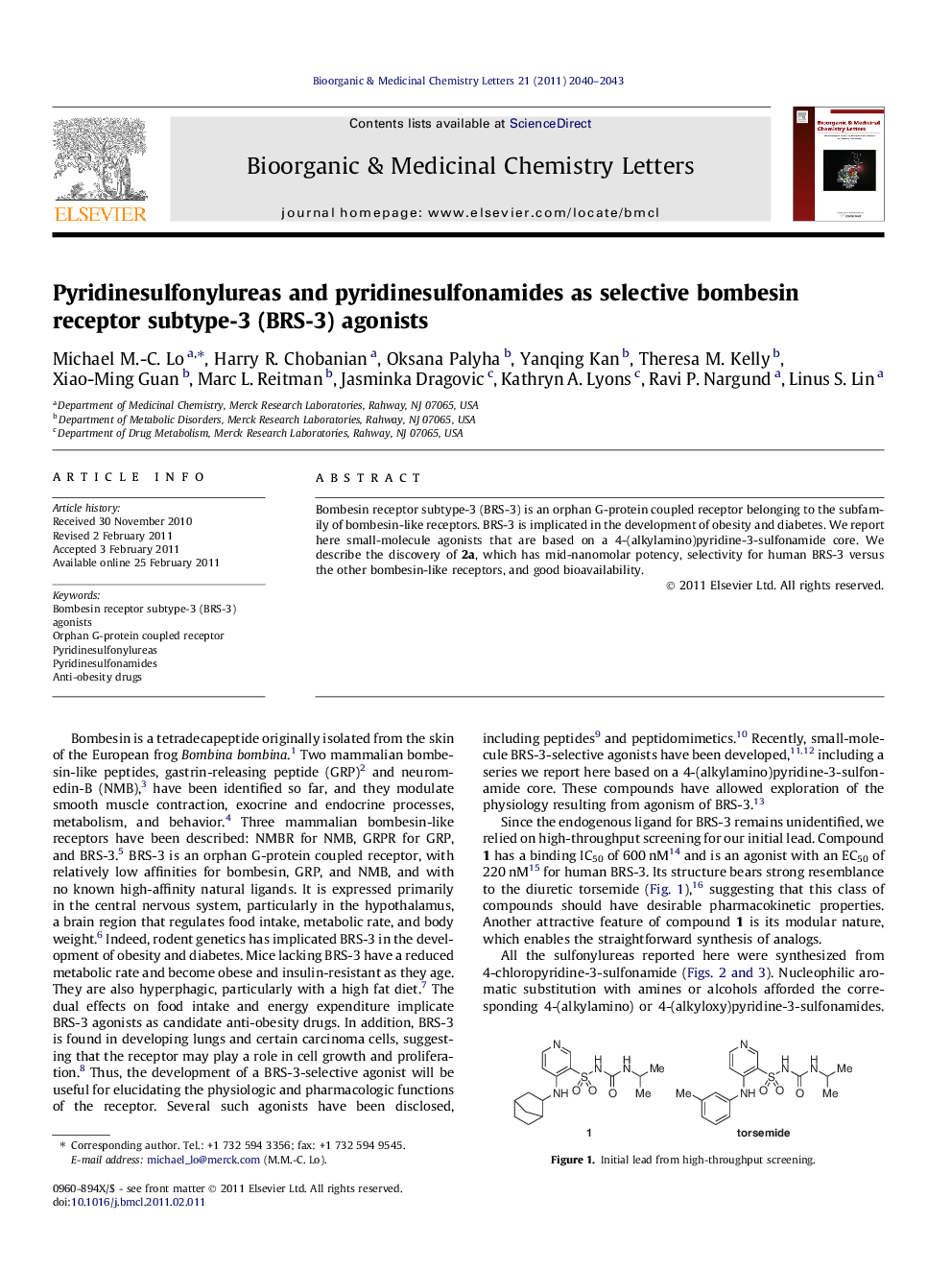 Pyridinesulfonylureas and pyridinesulfonamides as selective bombesin receptor subtype-3 (BRS-3) agonists