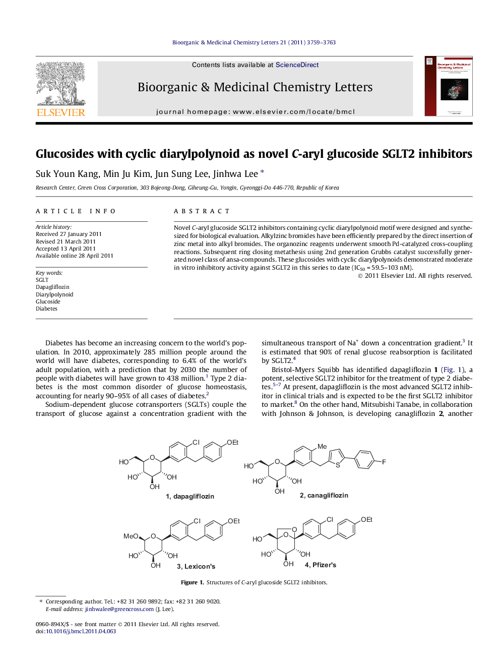Glucosides with cyclic diarylpolynoid as novel C-aryl glucoside SGLT2 inhibitors