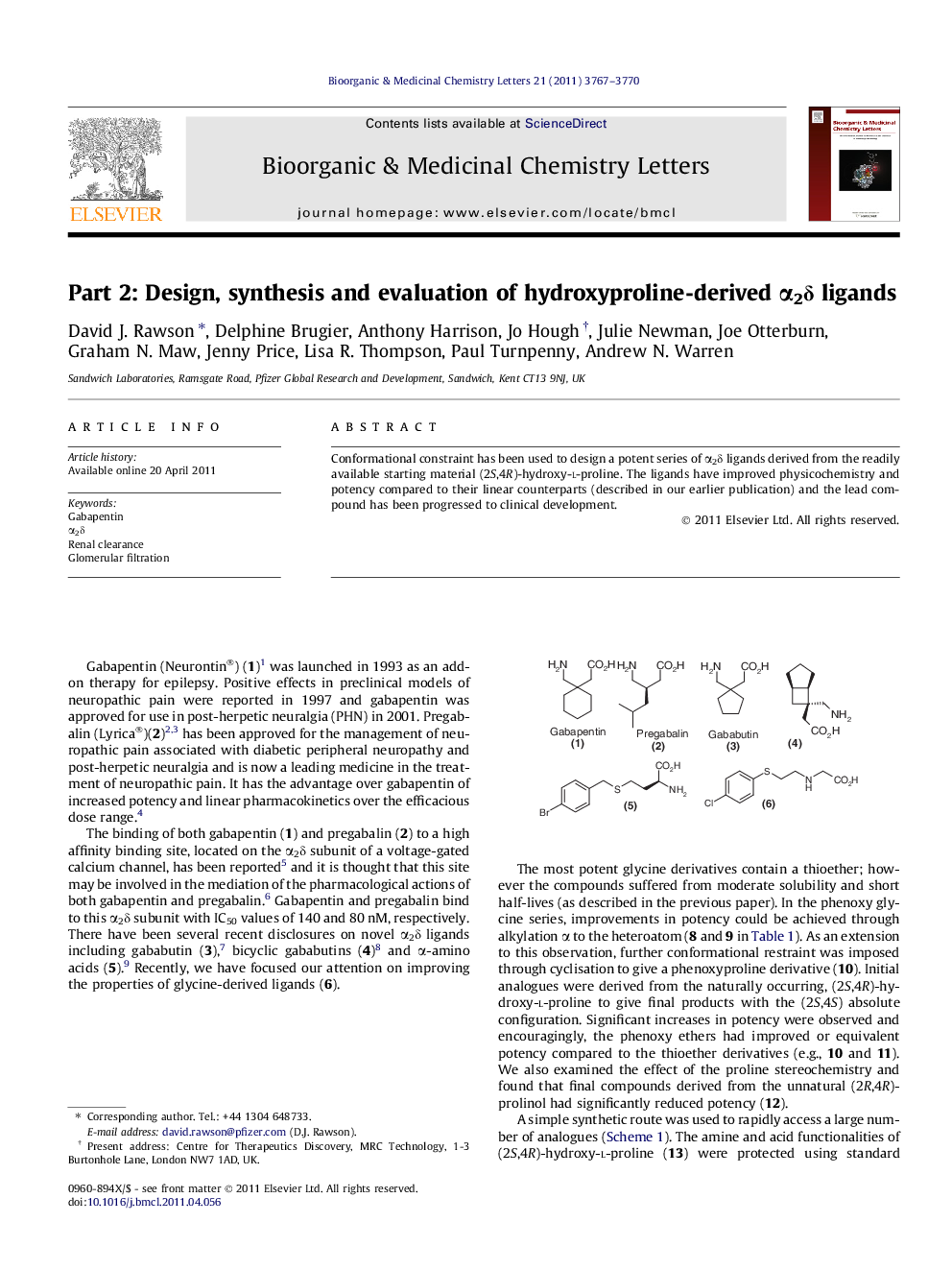 Part 2: Design, synthesis and evaluation of hydroxyproline-derived α2δ ligands