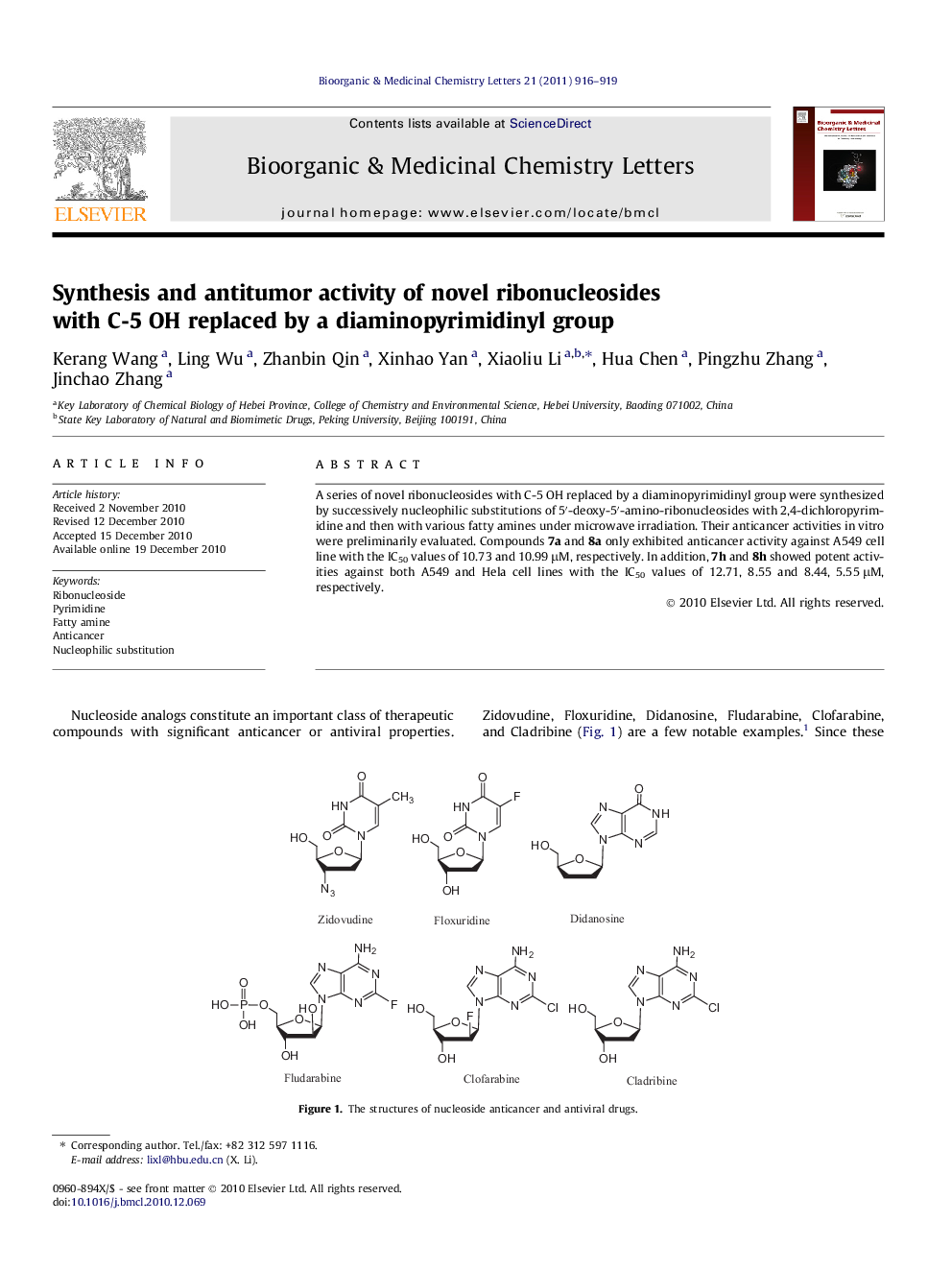 Synthesis and antitumor activity of novel ribonucleosides with C-5 OH replaced by a diaminopyrimidinyl group