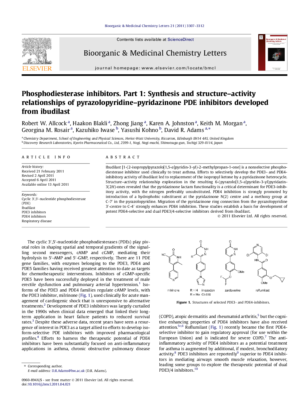 Phosphodiesterase inhibitors. Part 1: Synthesis and structure–activity relationships of pyrazolopyridine–pyridazinone PDE inhibitors developed from ibudilast