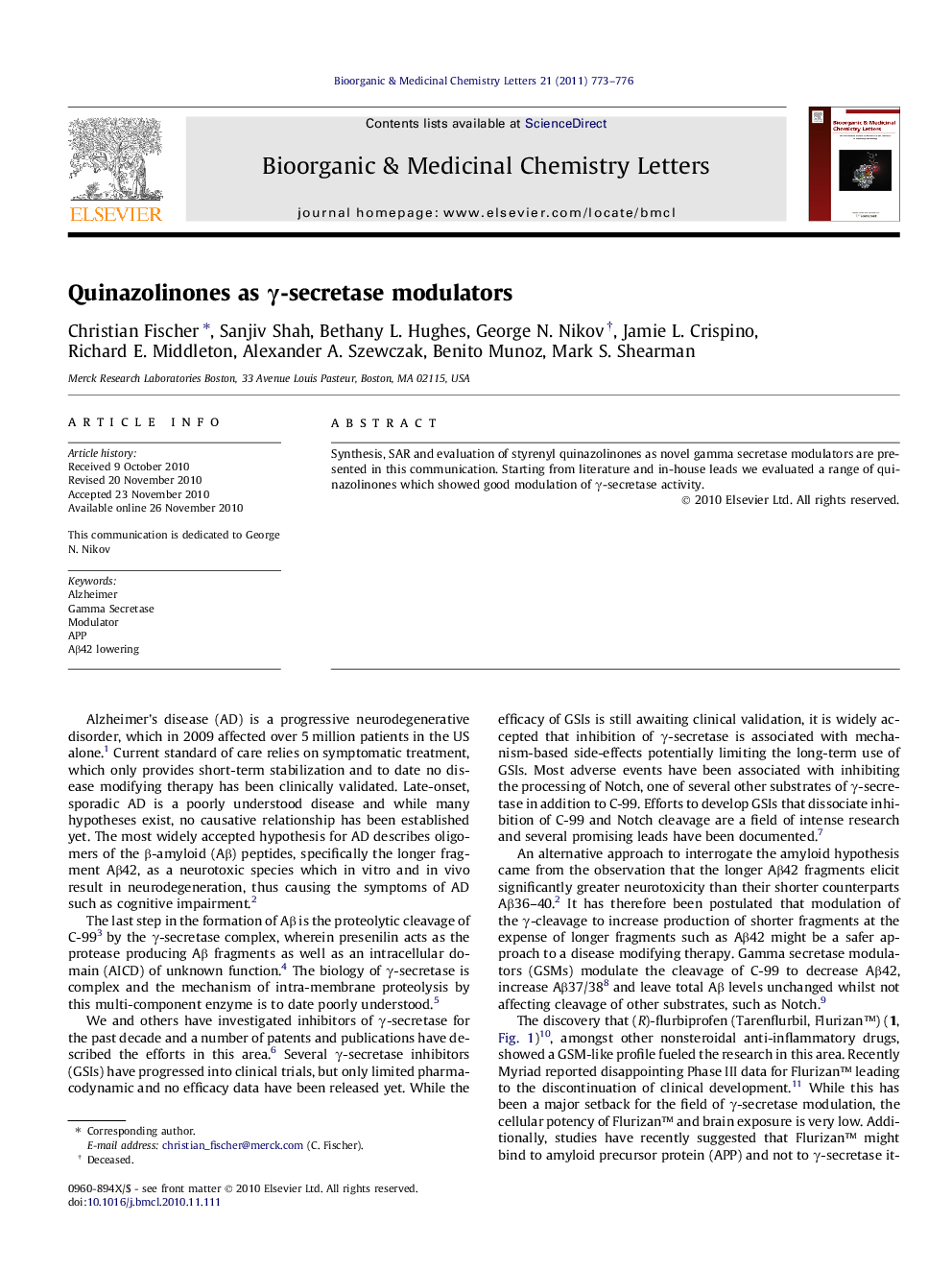 Quinazolinones as γ-secretase modulators