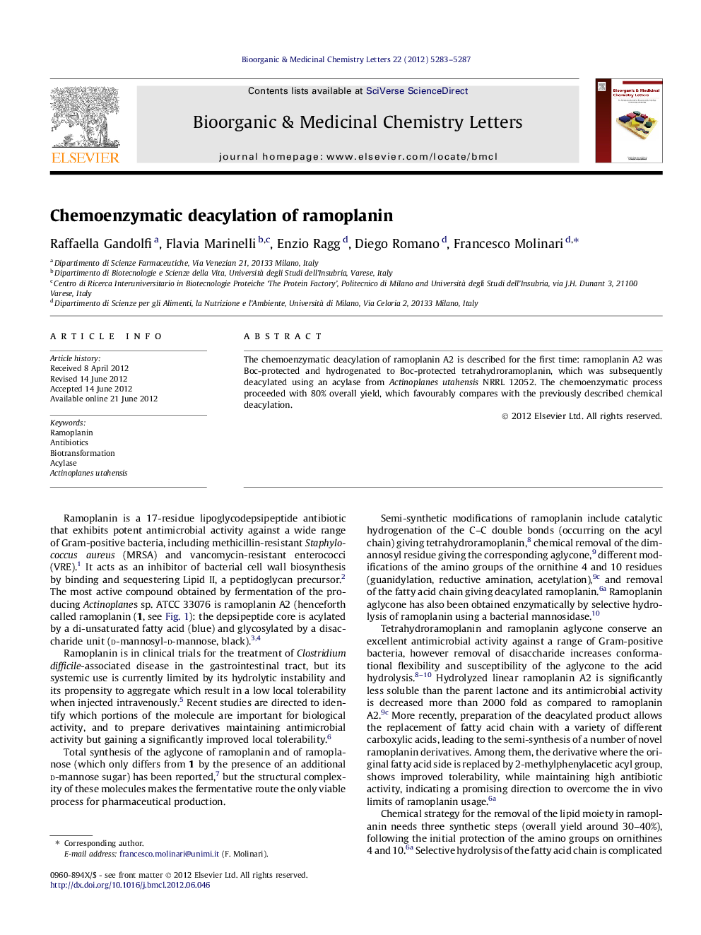 Chemoenzymatic deacylation of ramoplanin