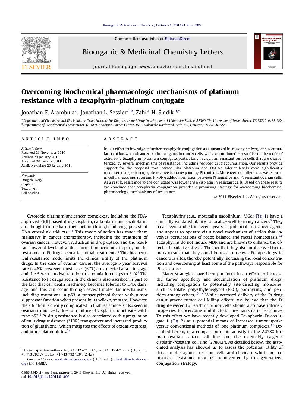 Overcoming biochemical pharmacologic mechanisms of platinum resistance with a texaphyrin–platinum conjugate