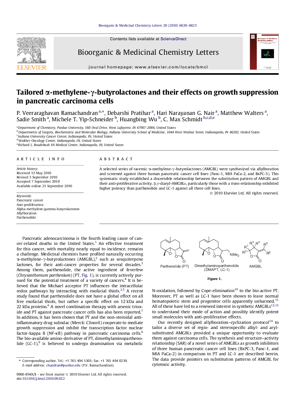 عکس صفحه اول مقاله: Tailored α-methylene-γ-butyrolactones and their effects on growth suppression in pancreatic carcinoma cells Tailored α-methylene-γ-butyrolactones and their effects on growth suppression in pancreatic carcinoma cells