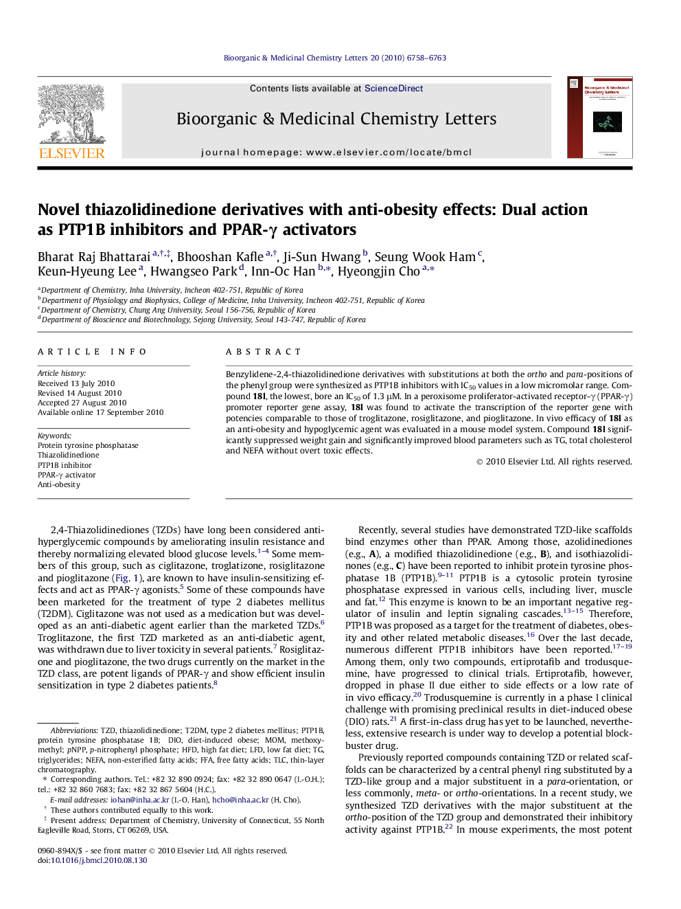 Novel thiazolidinedione derivatives with anti-obesity effects: Dual action as PTP1B inhibitors and PPAR-γ activators