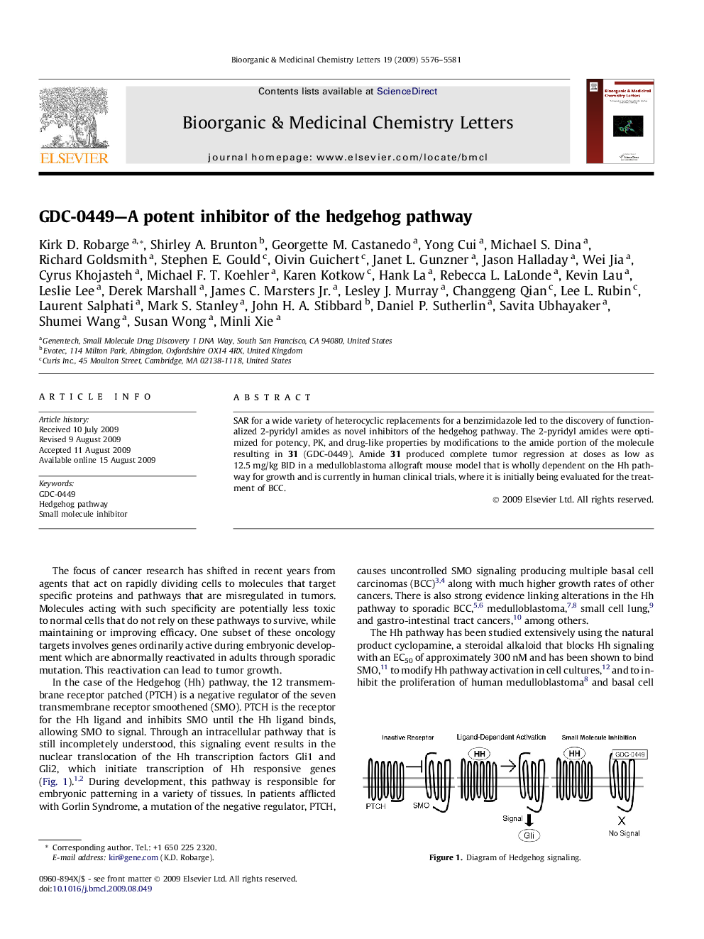 GDC-0449—A potent inhibitor of the hedgehog pathway