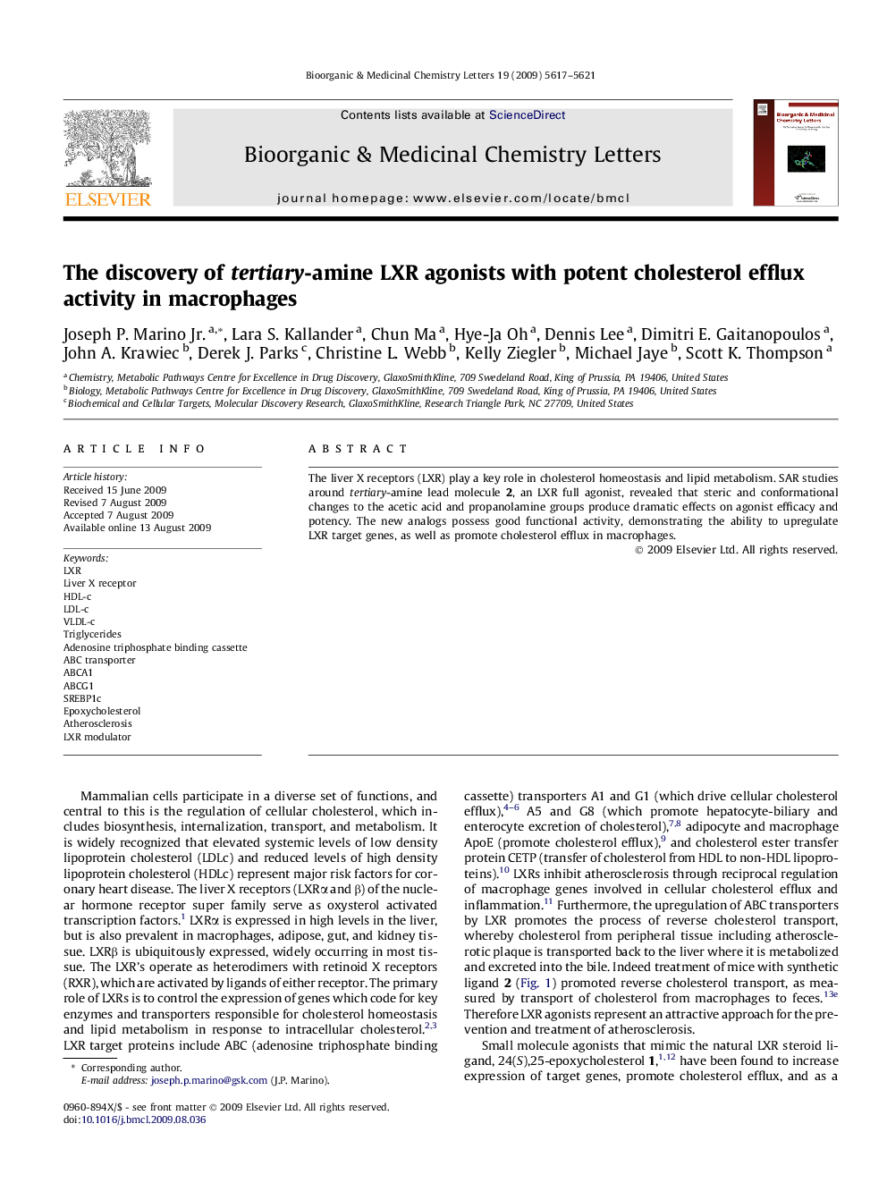 The discovery of tertiary-amine LXR agonists with potent cholesterol efflux activity in macrophages